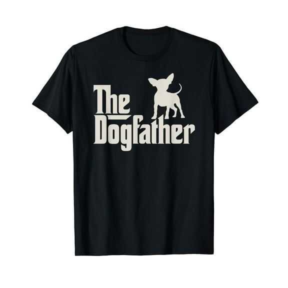 The Dogfather Chihuahua Funny Dog Owner Cotton T-Shirt Black