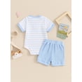thumbnail image 6 of Hirigin Newborn Baby Boy Girl Clothes Set Ribbed Short Sleeve Striped Romper Top and Shorts 3 6 9 12 18 Months Casual Summer Outfits, 6 of 8