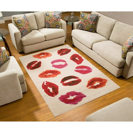 Rectangle Red Rug - Terra Kiss Rectangle Area Rug White/Orange/Red