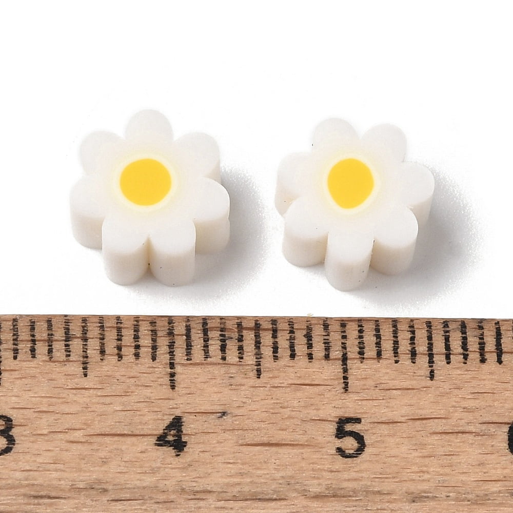1000pcs Handmade Polymer Clay Beads Flower Snow 9x9x4mm Hole: 1.6mm