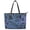 Blue Floral Tribal Print, variant on POLERO PU Leather Handbag with Zippered Large Capacity Satchel Purse for Daily Use, Cow Print Sunflower Women's Saddle Bag