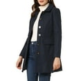 thumbnail image 4 of INSPIRE CHIC Manteau Mi-Long à Simple Boutonnage pour Femme à Col Peter Pan Bleu Foncé m, 4 of 5