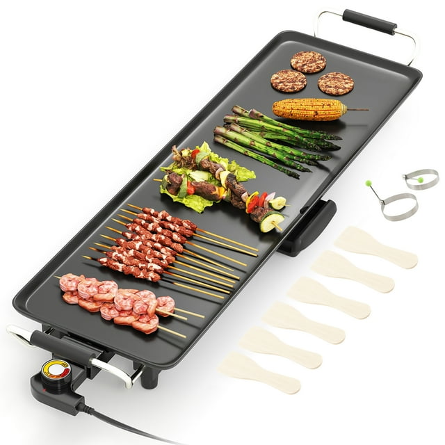 Patiojoy 27" Large Electric Griddle, Portable Teppanyaki Grill with 4-Level Thermostat Control & Removable Drip Tray