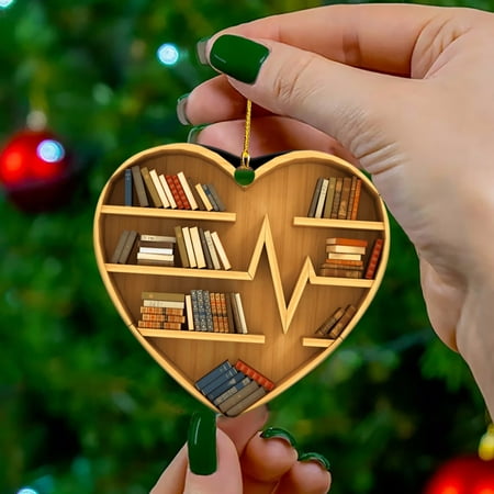

Book Lovers Heart Shaped Bookshelf Pendant Acrylic Ornament