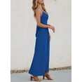 thumbnail image 3 of Vestido largo CUPSHE con cuello en V retorcido, sin mangas, recorte, azul real, 3 of 5