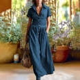 thumbnail image 5 of Karymi Solid Shirt Maxi Dress, Button Down Collared Short Sleeve A-Line Long Dress with Pockets, Casual Flowy Summer Dress Summer Dresses for Women 2026, 5 of 6