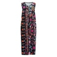 thumbnail image 4 of 2DXuixsh Combinaison pour Femmes Mode Col Rond Imprimé Combinaisons Sans Manches Bouton Combinaison Pantalon Droit Poche Combinaisons Noir Taille TTG, 4 of 5