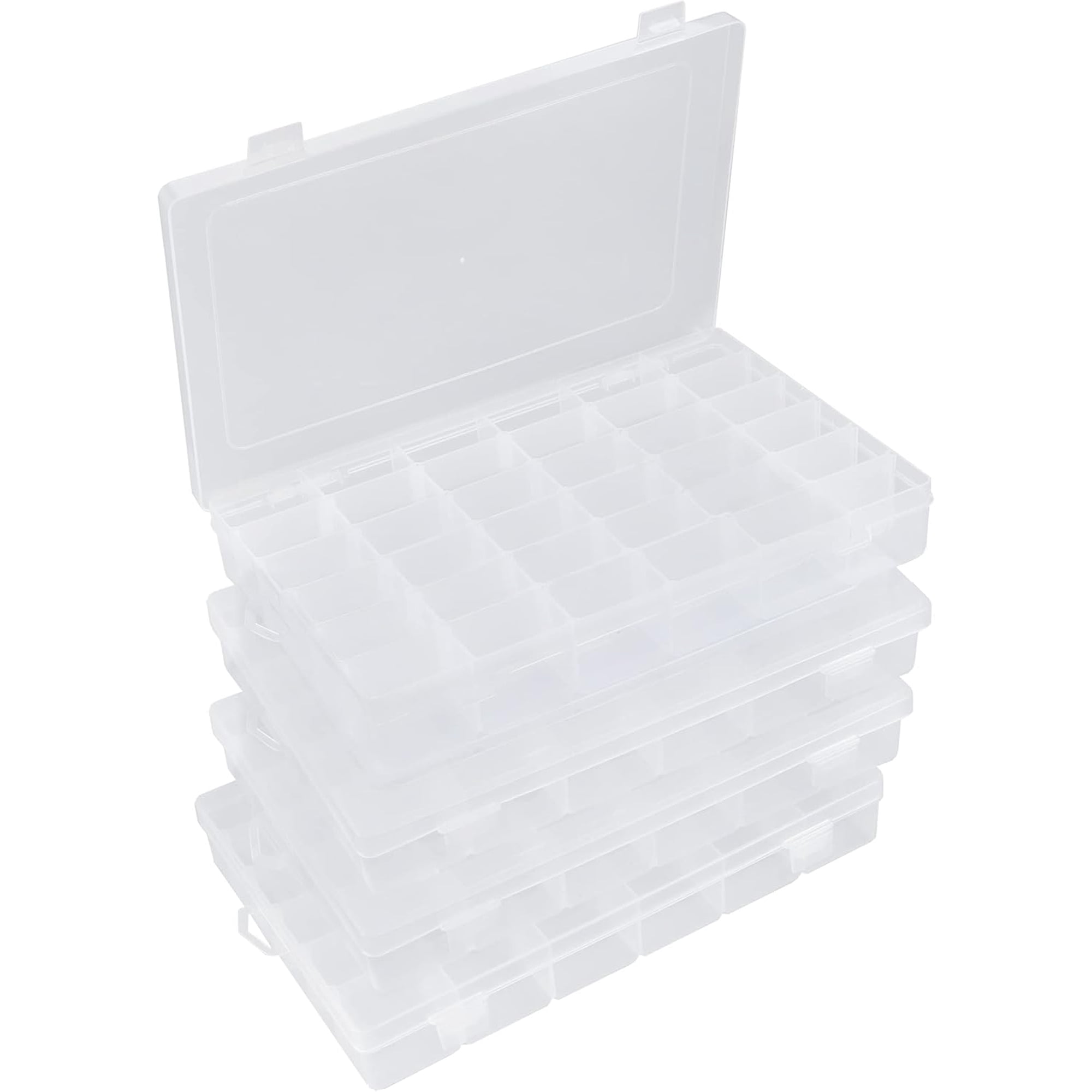 Bead Organizer 36 Grids 4 Pack Clear Plastic Parts Organizer Box 3600 Tackle Box Craft Storage Compartment Divided Container