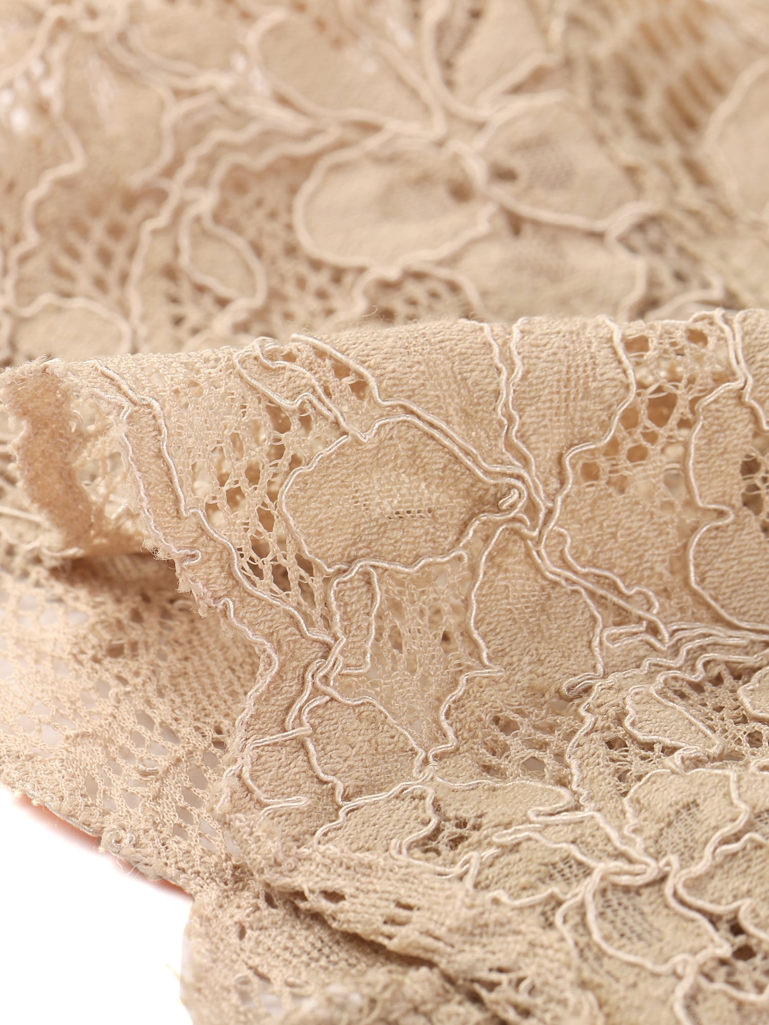 DARING DIVA 3/4 Sleeve Sheer Floral Lace Shrug Top L Khaki