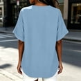 thumbnail image 6 of T Shirts for Women V Neck Short Sleeve Loose Blouses Casual Solid Color Summer Tunic Tops, L, 6 of 7