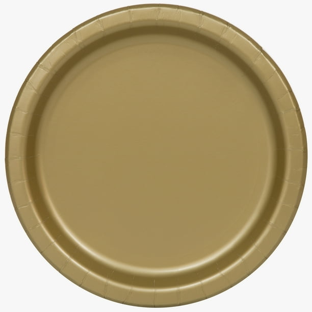 Gold Paper Dessert Plates, 7in, 50ct