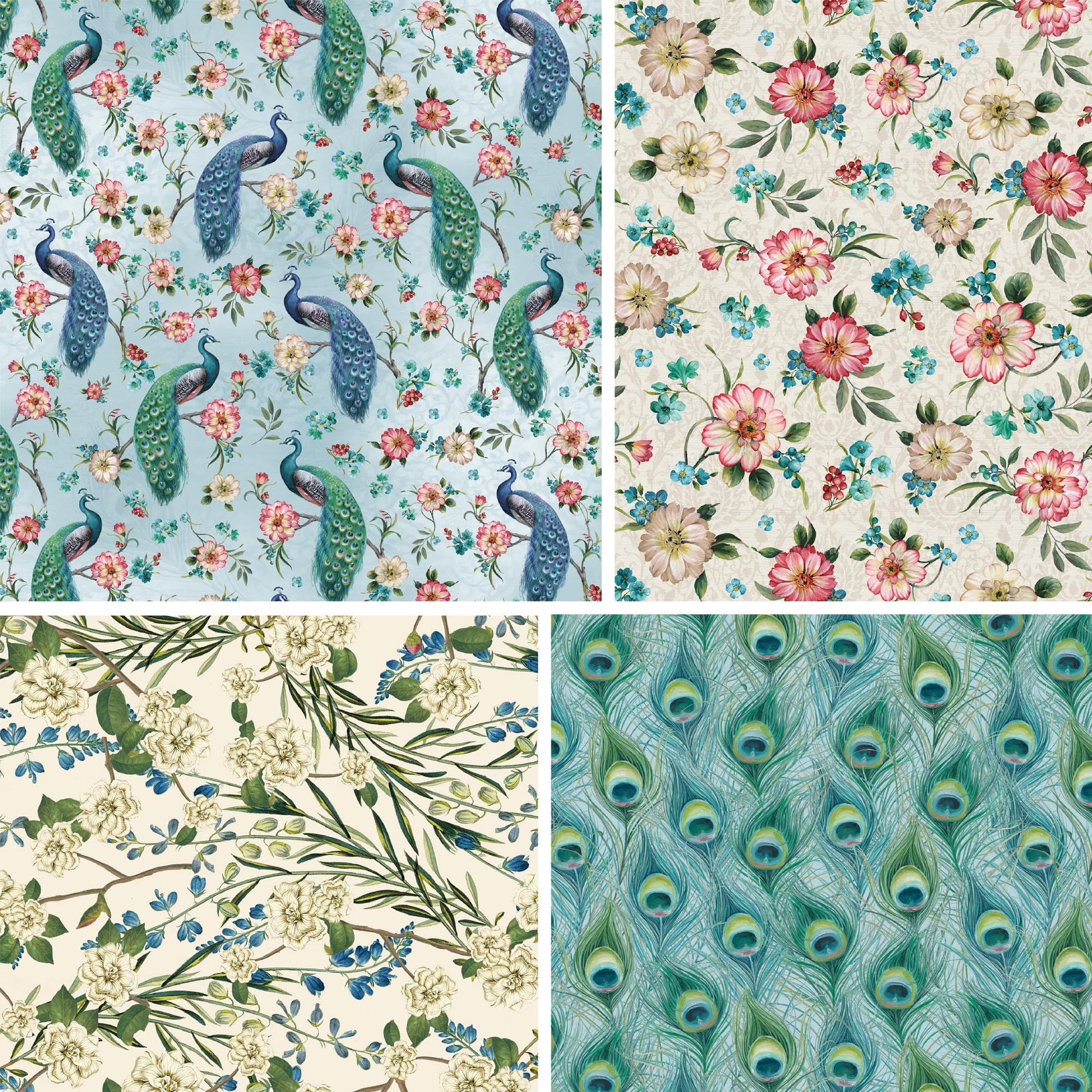 David Textiles Peacock Arbor 1 Yd Precut Cotton Fabric Walmart Com