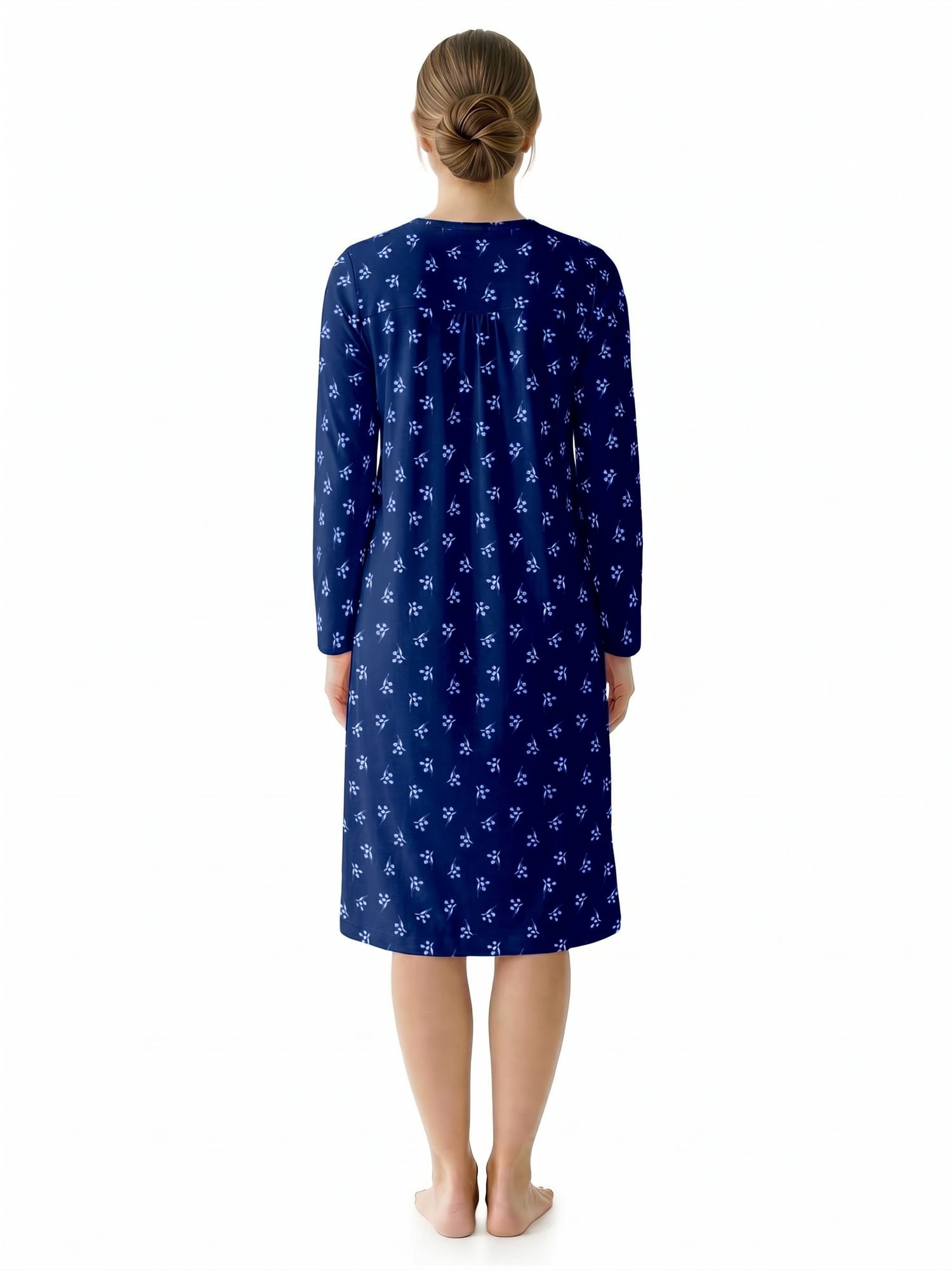 Aria Women’s Long Sleeve Stretch Velour 44" Sleepwear Nightgown, Sizes XS-5X