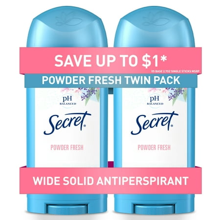 UPC 037000124542 product image for Secret Solid Antiperspirant Deodorant  Powder Fresh  2.7 oz  Twin Pack | upcitemdb.com