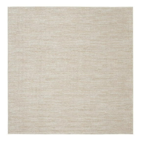 Pemberly Row 7' x Square Ivory Beige Fabric Outdoor Area Rug (7' Square)