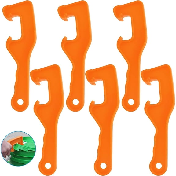 6pcs 5 Gallon Bucket Lid Opener Wrench, Plastic Bucket Opener Tool Pail Lid Lifter Can Opener, Can Lid Remover Tool Pail Lid Opener for 5 Gallon Bucket Paint Can (Orange)