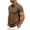 Brown, variant on Men's Slim-Fit Ribbed Collared Shirt, Striped Cuff Trim, 3-Button Placket Short Sleeve Top for Casual & Business Casual Gray S