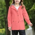 thumbnail image 5 of RUIPIN Boys Girls Raincoat Lightweight Breathable Waterproof Hooded Rain Jacket with Striped Hat Windbreaker Easy to Fold,Color:Watermelon Red,Size:13-14 Years, 5 of 8