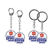 4 Pack Epipen Inside Keychain - Allergy Medical Alert Symbol Bag Tags Set, Double Side Key Tag for Zipper Pull Charm 1.4 for Adult and Child
