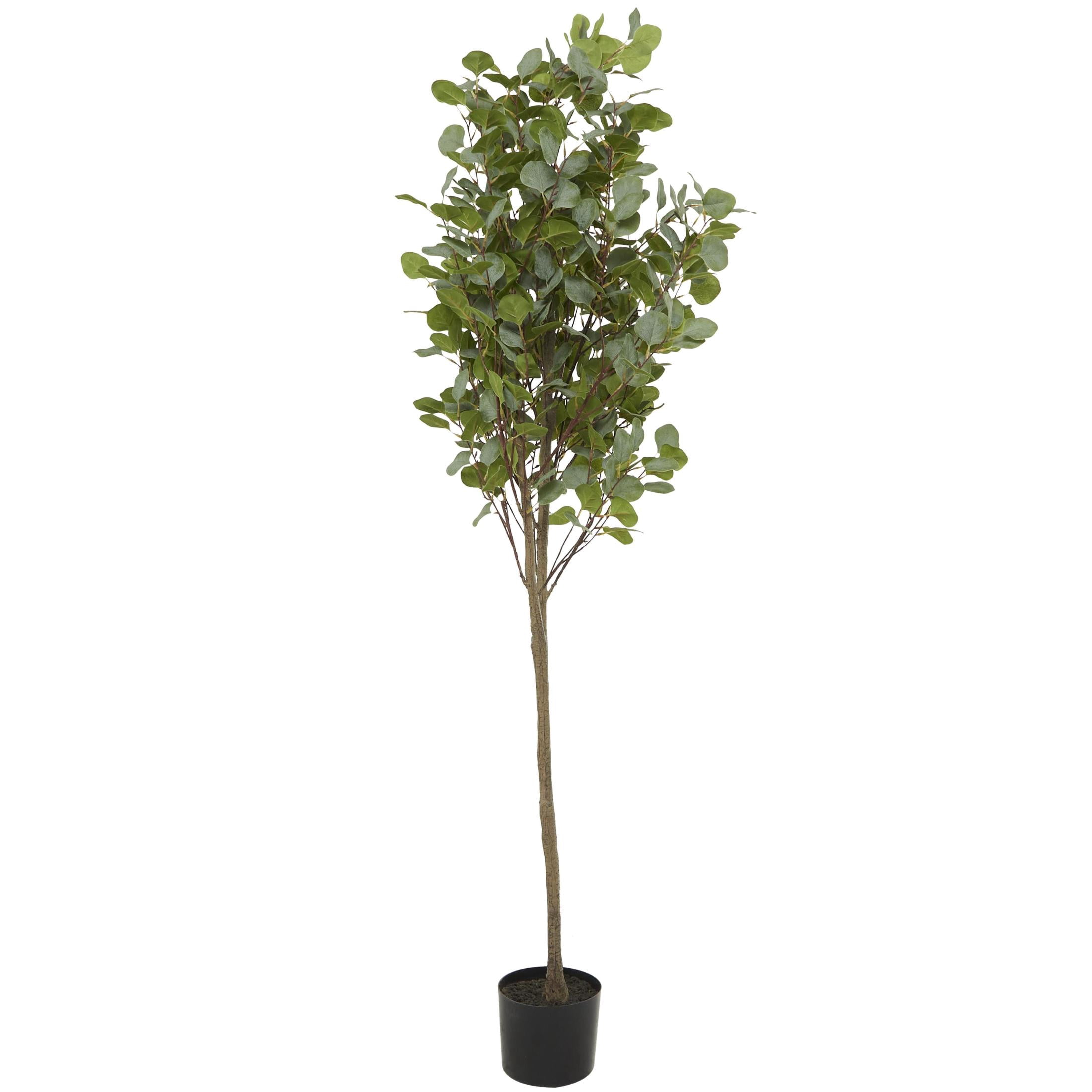 DecMode 70" Artificial Eucalyptus Tree in Realistic Leaves and Black Pot