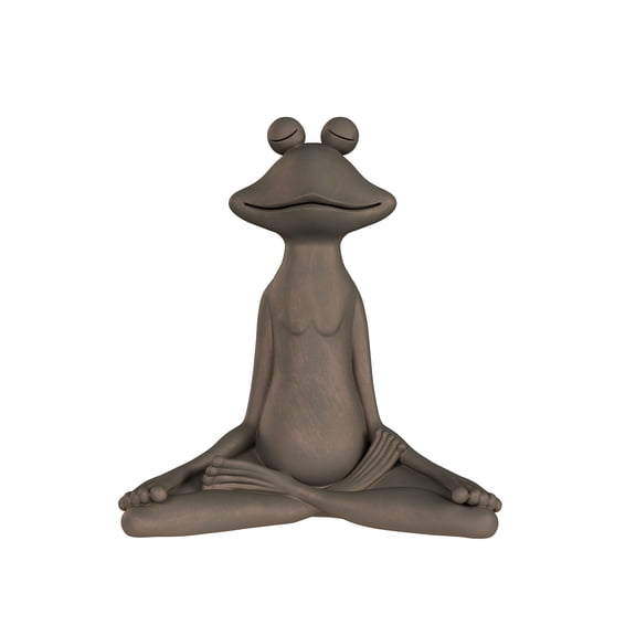 Pure Garden Meditating Frog Yard Statue - Zen Yoga Resin Sculpture, Bronze