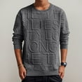 thumbnail image 2 of Men's Letter Pleats Knitted Pullover Soft Geometric Texture Crewneck Long Sleeve Casual Sweater Sweat Shirts Athletic Top Lightweight Basic Pullover Shirts, 2 of 4