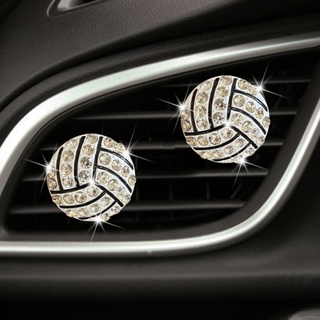 2 Pcsbling Metal Volleyball Car Vent Clip Air Freshener Rhinestone Volleyball Car Decoration (Volleyball)