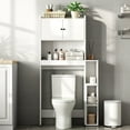 thumbnail image 4 of Over The Toilets Storage Cabinets Space Saver Toilet Bathroom Cabinet with Adjustable Feet Pad,white, 4 of 9