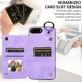 thumbnail image 6 of Nalacover for iPhone 8 Plus/7 Plus Wallet Case with Card Slots & Metal Finger Ring, Durable PU Leather Back Double Magnetic Botton Flip Kickstand Purse Shockproof Phone Case,Purple, 6 of 10