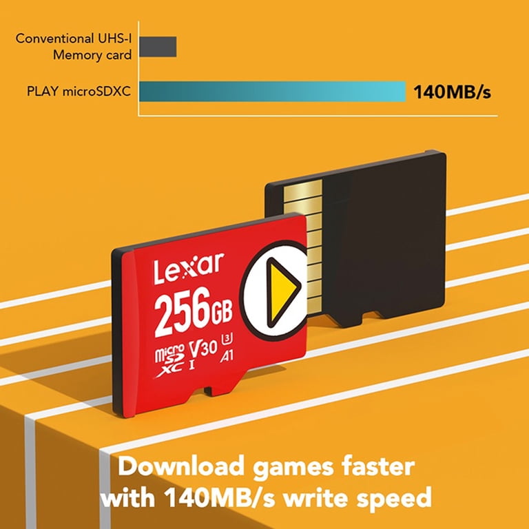 Lexar PLAY microSDXC UHS-I Class 10, U3, V30, and A2 Card (256 GB 