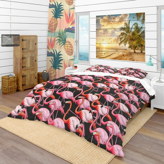 Designart 'Colorful Flamingo' Tropical Duvet Cover Set