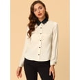 thumbnail image 3 of INSPIRE CHIC Chemise Basique à Col Rabattu Double Contraste en Satin pour Femmes, 3 of 6
