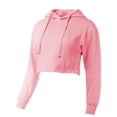 thumbnail image 2 of A2Y Women's Solid Cropped Cut Off Hooded Pullover Sweatshirt Heather Pink XL, 2 of 5