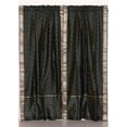 thumbnail image 4 of Rod Pocket Sari Curtain 60"W X 120"L - matching tiebacks Handcrafted Black Drapes, Unlined for Light & Airy Ambience, Ideal for Living Room/Bedroom/Dining Room Sold in Pairs, 4 of 6