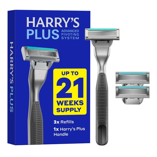 Kit de afeitado Harry's Plus Razor para hombre con 3 cartuchos Onyx