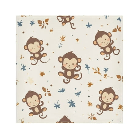 

Napkin Satin Napkin 20*20Inchx1 Kitchen Towel Dinner Plate Towel Decorative Towel Napkin Tea Towel Suitable For Kitchen Table Cute Brown Cartoon Monkey