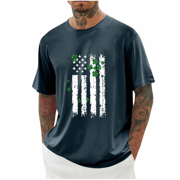 Camisetas de Manga Larga para Hombre Algodón Impresión Cuello Redondo Blusas de Moda Casual