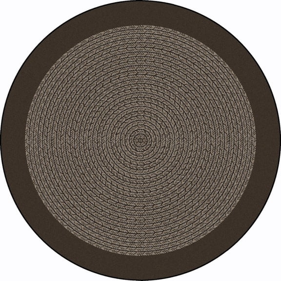 Joy Carpets Kid Essentials Like Home 5'4" Round Area Rug in Color Chocolate