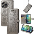 thumbnail image 2 of Funda Cartera FOXDOCK para iPhone 14 ProMax , Flip PU con Relieve de Gatos y Perros, Tarjetero y Soporte, 2 of 6