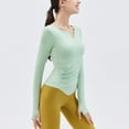 thumbnail image 7 of Prolriy Athletic Gym Workout Tops for Women, Women's Spring New Yoga Top V Neck Nude Fitness Top with Chest Pads Shirts for Women, Womens Tops Green M, 7 of 7