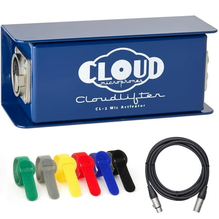 Cloud Microphones CL-1 Cloudlifter 1-Channel Mic Activator Bundle with XLR Microphone Cable and 6-Pack of Versatile Color Coded Cable Ties