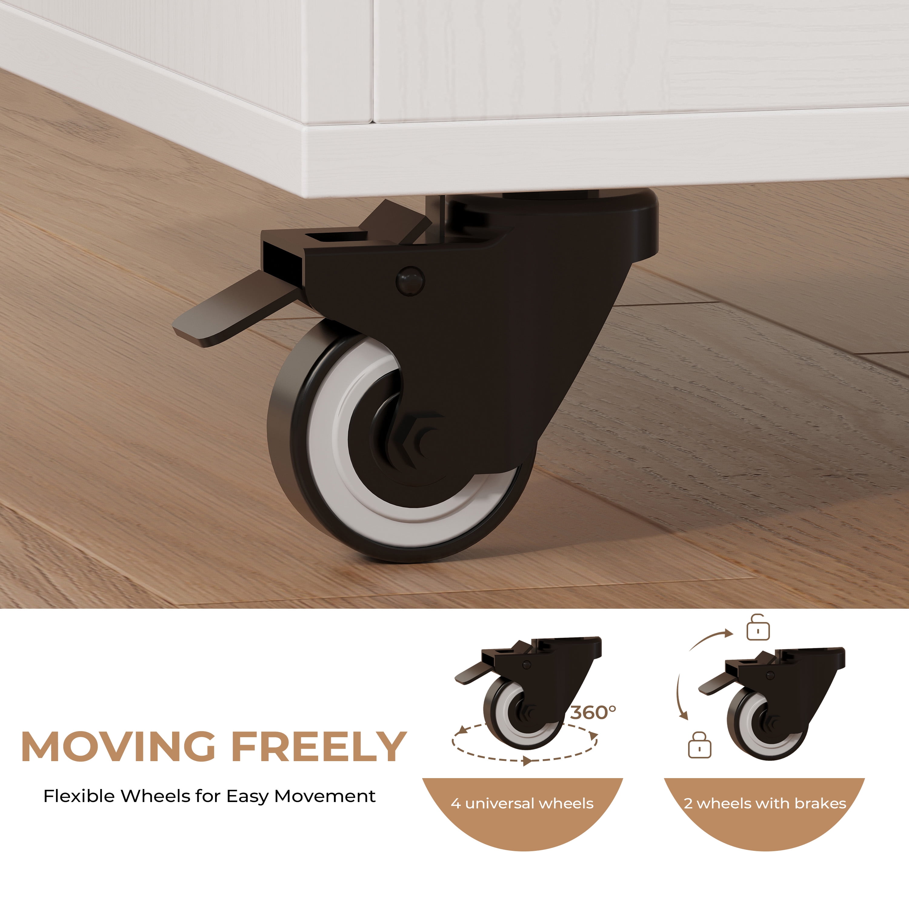 IRONCK 31.5" Rolling Kitchen Island Cart with Drop Leaf, Drawer, Adjustable Storage Cabinet, Spice Rack and Towel Holder