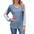 thumbnail image 3 of UVN Long Sleeve Shirts for Women Fall V Neck Lace Blouses Casual Dressy Tunic Pullover Sweaters Tops, 3 of 8