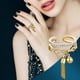 thumbnail image 4 of Anillos para mujer, regalos para mujer, anillos abiertos de circonita para mujer, color dorado, acero inoxidable, anillo de compromiso femenino, joyería de boda, regalo de cumpleaños, una botella, 4 of 5