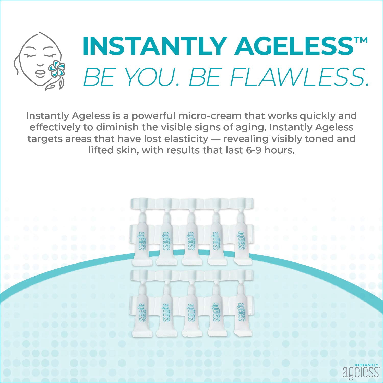 INSTANTLY AGELESS - Facelift In A Box Anti-Aging Face Cream for Forehead Wrinkles, Eyebrows, and Under-Eye Bags (10 Vials)