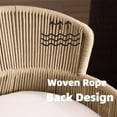 thumbnail image 5 of Guyou Farmhouse Woven Bar stools Set of 2, 27 Inch Linen Upholstered Rattan Counter Height Bar Chairs, Modern Cane Kitchen Island Chairs with Curved Back for Dining Room Patio Garden, White, 5 of 7