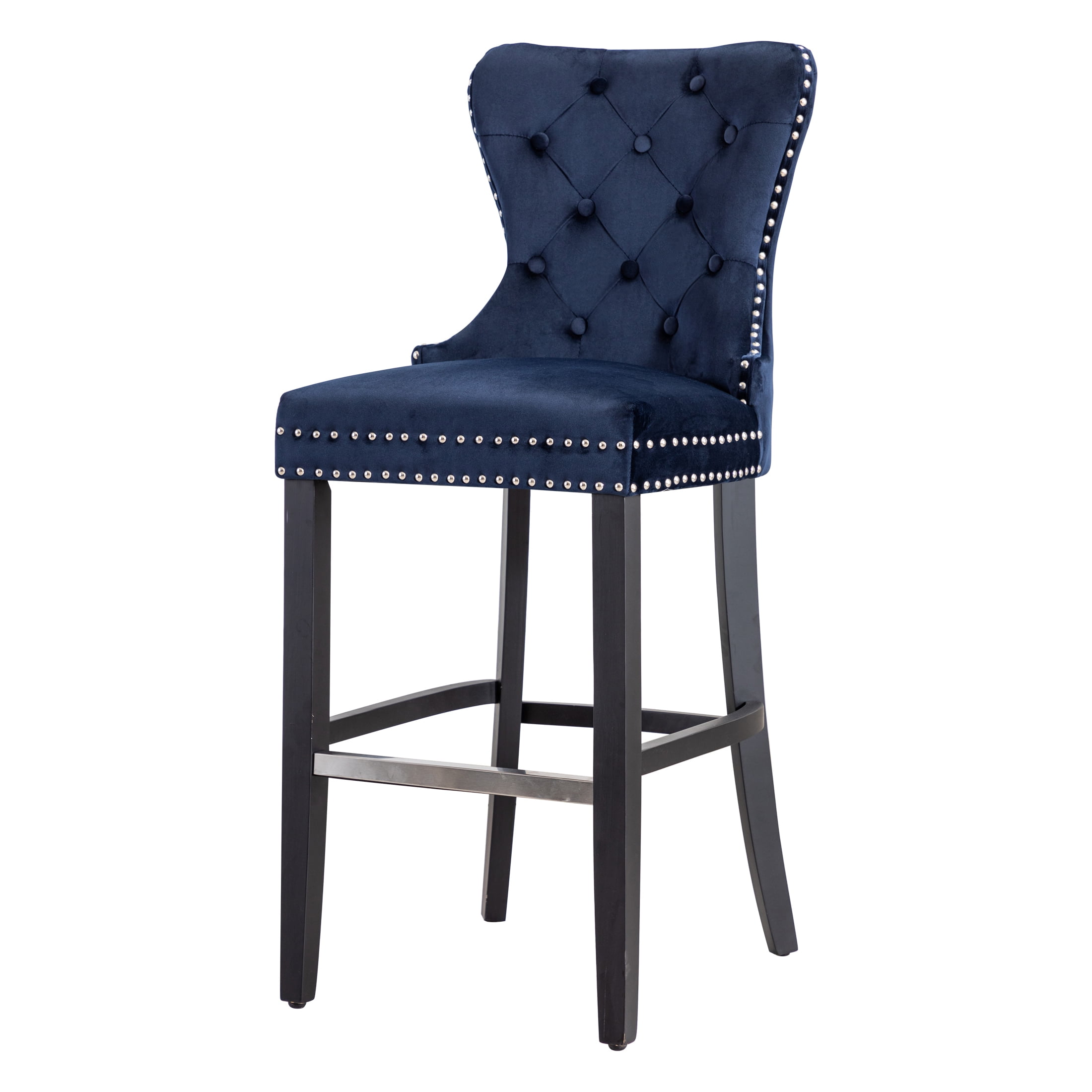 Westin Outdoor 29" Tufted Velvet Counter Stool, Black/Velvet Navy Blue