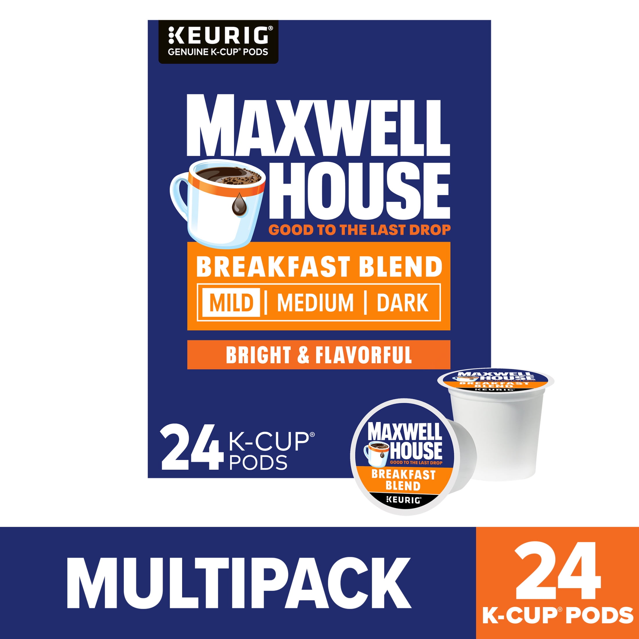 (4 pack) Maxwell House Breakfast Blend Mild Roast K-Cup® Coffee Pods, 24 Count Box
