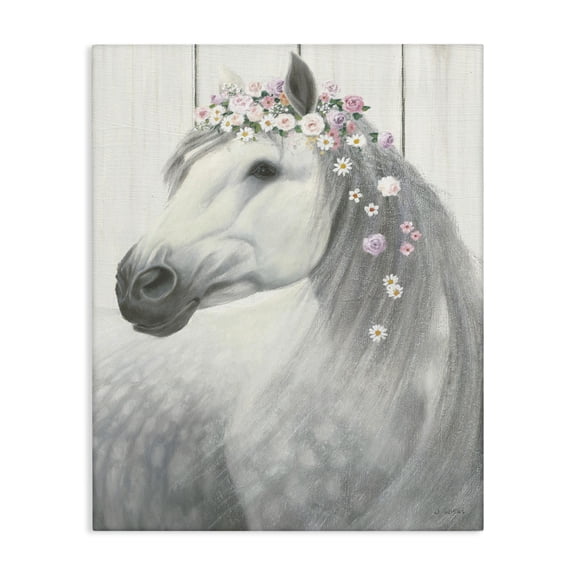 Stupell Industries Farmhouse Spirit Horse with Flowers Canvas Art, 16 x 20, by James Wiens