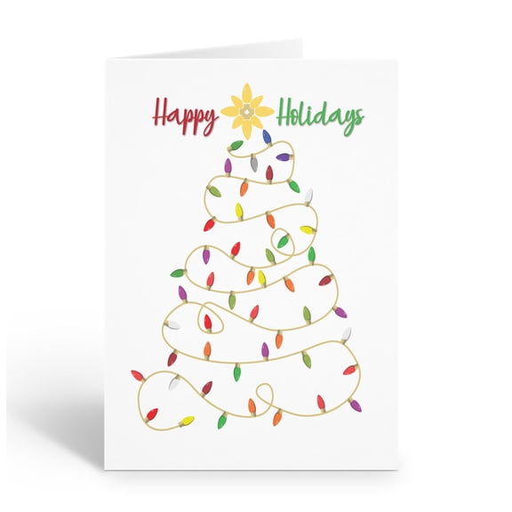 Christmas Light Christmas Tree Holiday Card - 12 Cards and Envelopes - Christmas